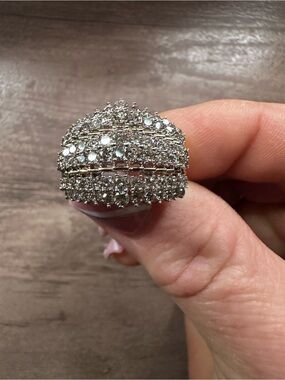 2 carat natural diamond 10k gold Cocktail Ring